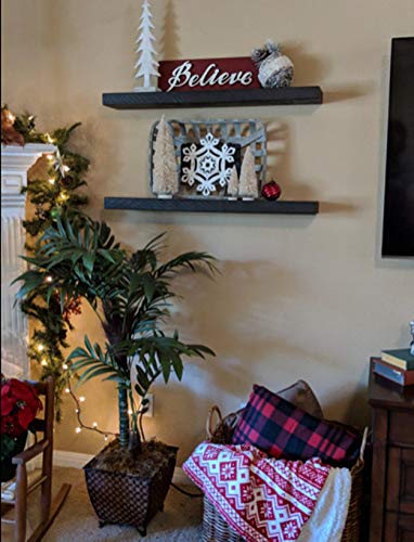 x2 36 Inch Wooden Floating Shelves for Wall