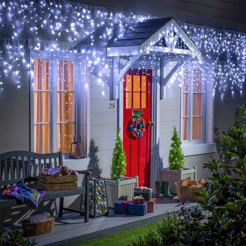 White Christmas Lights Outdoor 66ft 640 LED Icicle Lights for Outside House