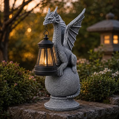Solar Dragon Garden Statue with Lantern