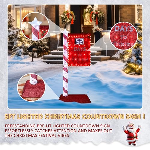 5FT Lighted Christmas Countdown Sign
