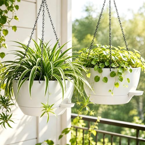 2 Pack 10 Inch Self Watering Hanging Planters for Indoor Plants (2 Count)