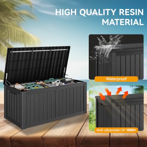 160 Gallon Outdoor Storage Box Waterproof Deck Box for Patio
