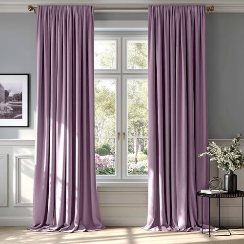 Lavender Blackout Velvet Curtains Drapes 96 Inch Long 52"x96" (2 Count)