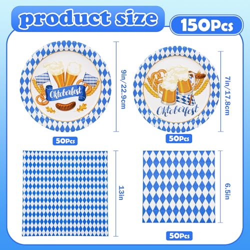 150Pcs Oktoberfest Paper Plates & Napkins (150 Count)