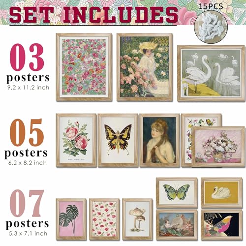 15 Pcs FRAMED Eclectic Wall Decor (15 Count)