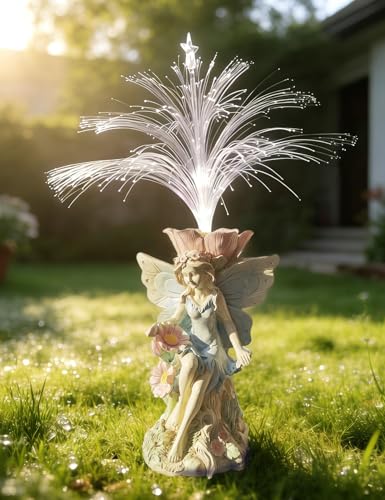 Fairy Garden Decor Statue Solar Fairy Garden Statues With Fiber Optic Light