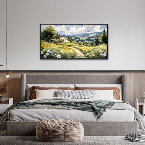 Black Framed Canvas Wall Art For Living Room Wall Decor For Bedroom Office Pastoral Scenery Paintings Modern Wall Pictures Artwork Room Aesthetic Home Decor 20x40 In