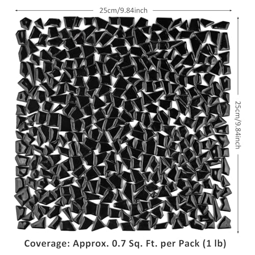 454g Irregular Shape Black Ceramic Mosaic Tiles for DIY Crafts Bulk