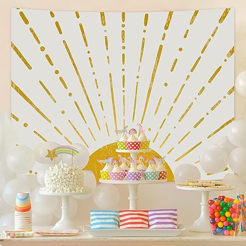 Gold Boho Burning Sun Tapestry Wall Hanging