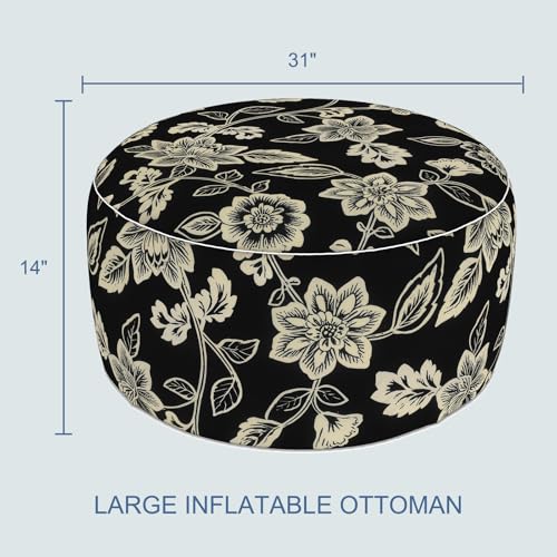 Indoor Outdoor Large Inflatable Ottoman Pouf D31 x H14 Inch