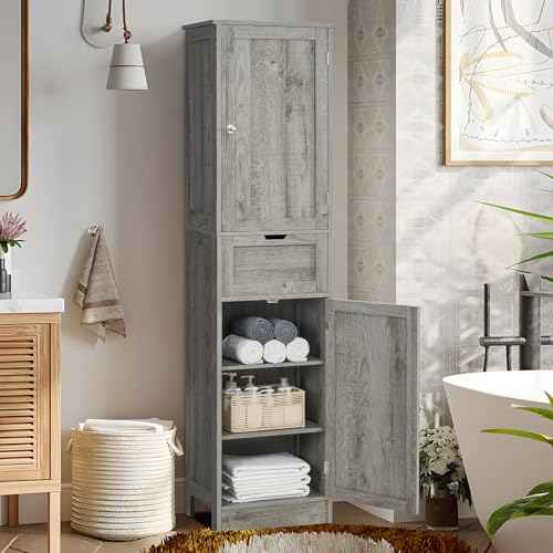 66.9" Tall Bathroom Storage Cabinet with 2 Doors & 1 Drawer