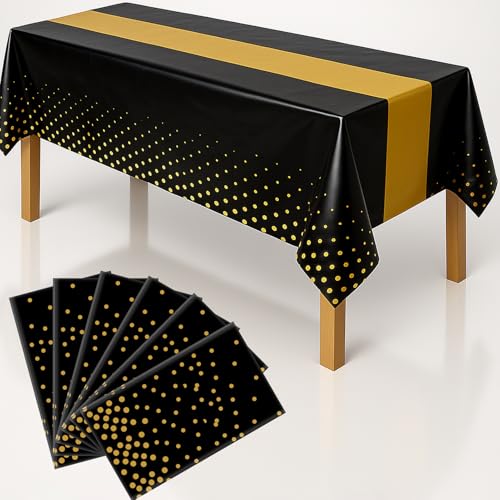6Pcs Black and Gold Graduation Tablecloth