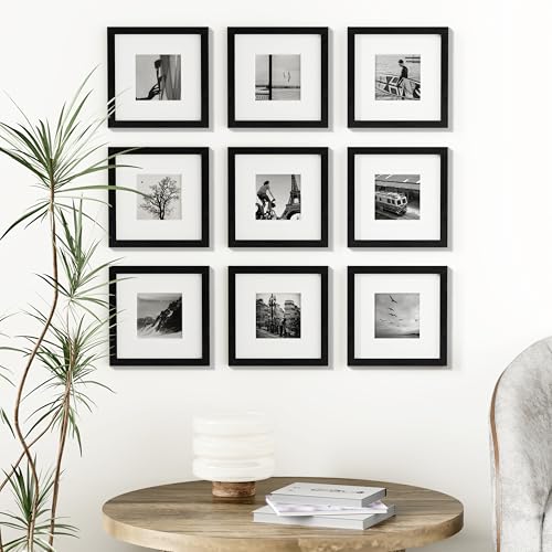 8x8 Picture Frames Set of 9 for Wall or Tabletop Display (9 Count)