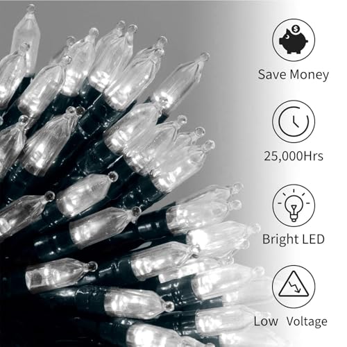 Battery Operated Christmas Lights 2 Pack 18 Ft 50 LED Pure White (2 Count)