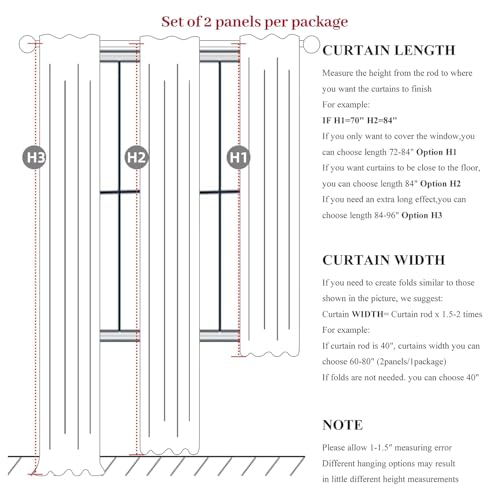 70 Inch Extra Wide Blackout Curtains 108 Inches Long for Living Room (2 Count)