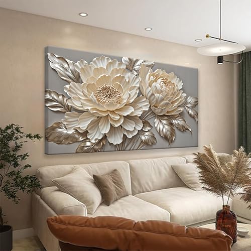 White Flower Wall Art Painting Artwork For Living Room Home Decor 20X40 ln