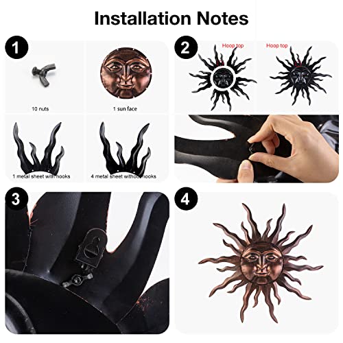 Large Metal Sun Wall Art Decor