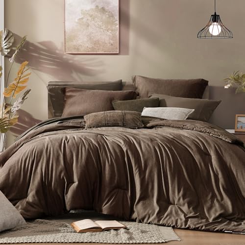 Queen Comforter Set 7 Pieces Chocolate Brown Bed in a Bag