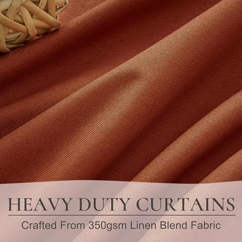 Fall Burnt Orange Curtains Pinch Pleated Blackout 90 Inches Long 2 Panels Set