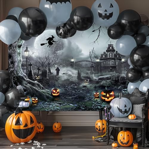 7x5ft Gray Halloween Backdrop Spooky Photography Background
