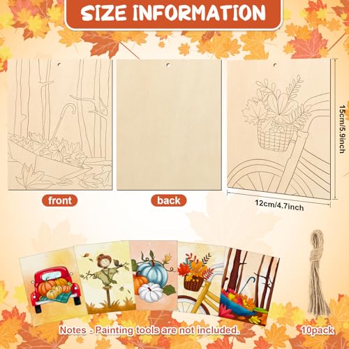 10PCS Large Fall Unfinished Wood Crafts to Paint for Adults