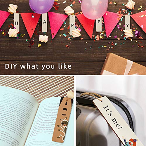 20Pcs Wooden Tags for Crafts with Holes and 50pcs DIY Wood Craft Beads for Wooden Blank Hanging Tags Ornaments with Ropes Wedding Birthday Party Decoration (72 Count)