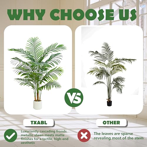 Artificial Palm Tree Indoor Plant 4FT Tall Fake Tropical Palm Tree in Pot