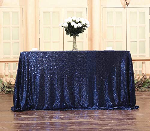 Sequin Tablecloth 50x72 Inch Navy Blue for Wedding Party
