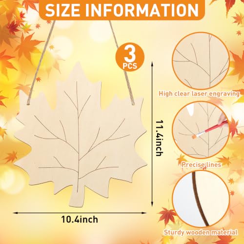 Unfinished Fall Wreaths Wood Crafts to Paint Set of 3 (3 Count)
