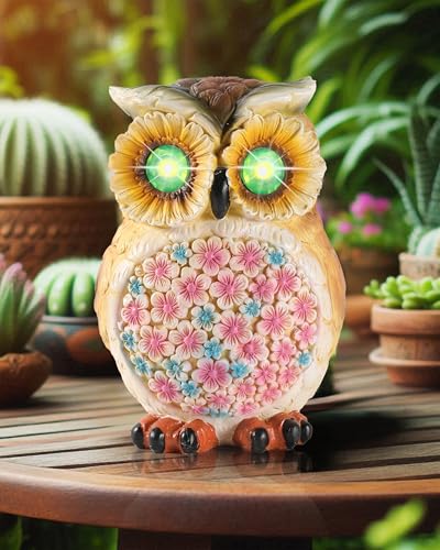 Hand Painted Resin Owl Figurine with Glow