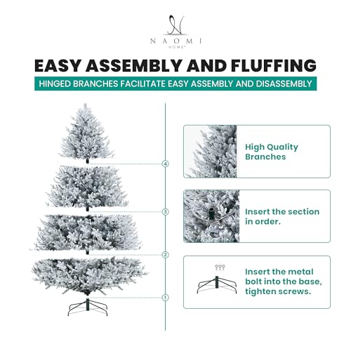 Ginebra 7.5ft Snow Flocked Christmas Tree Prelit with 3266 Branch Tips