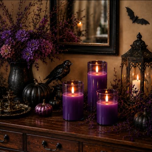 Purple Glass Flameless Candles