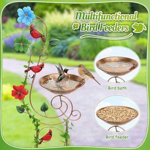 Metal Bird Bath with Trellis for Outside