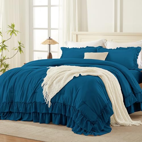 Teal Ruffle California King Comforter Set