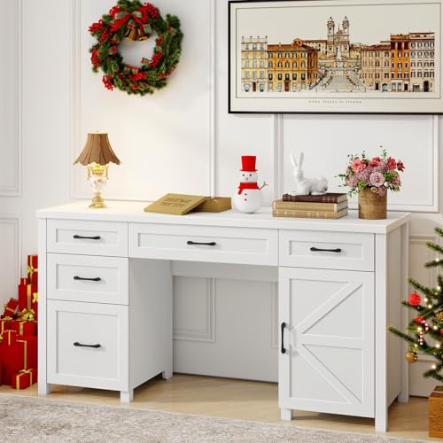 Farmhouse 61'' Executive Desk with 5 Drawers