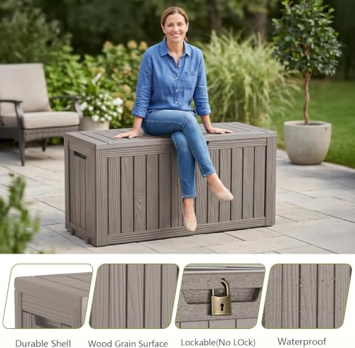 130 Gal Package Delivery Box Lockable Outdoor Storage Boxes Grey
