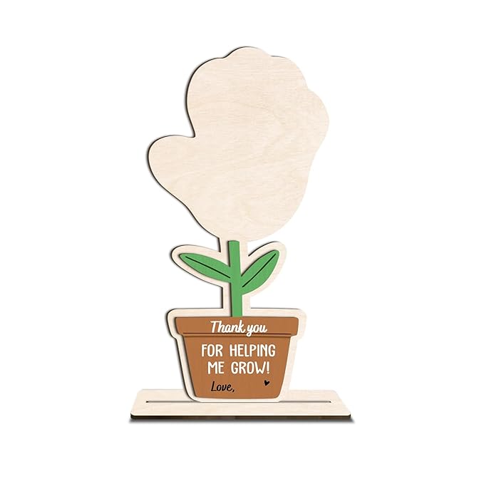 DIY Mothers Day Handprint Flower Pot Craft Wooden Hanging Sign, Baby's First Mothers Day Flower Handprint Keepsake Gift, Unique Gifts for 1st New Mom Crafts from Kids Foot Prints for Grandma Mom Mommy