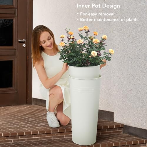 28'' Tall Galvanized Steel Planter Pot