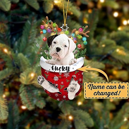 White Boxer Christmas Tree Ornament