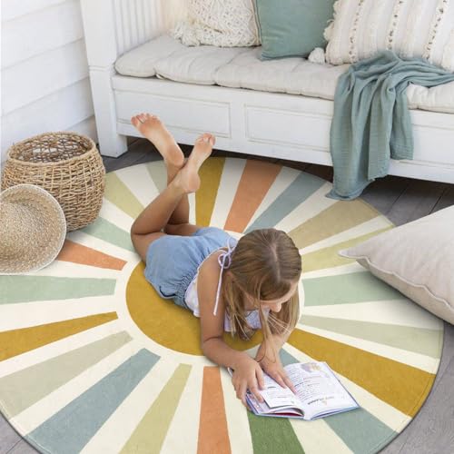 Boho Sun Round Area Rug for Living Room