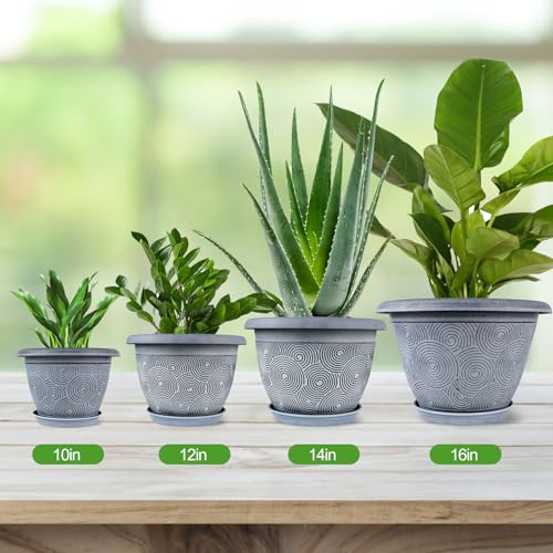 10 Inch Flower Pots Planters for Indoor Outdoor Plants (3 Count)