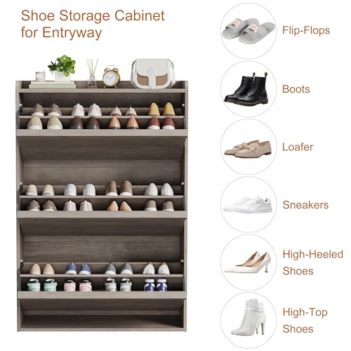 Shoe Cabinet with 3 Flip Drawers