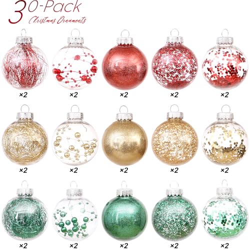 30 Pack Clear Christmas Ball Ornaments (30 Count)