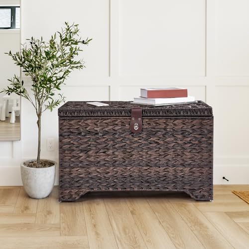 165L Handwoven Wicker Storage Basket with Lid