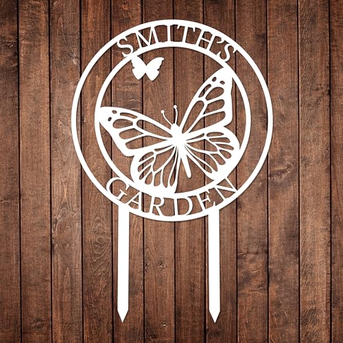 Custom Butterfly Metal Garden Sign with Stakes