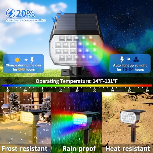 Solar Spot Lights Outdoor Spotlight Christmas 12 Pack Color Changing (12 Count)