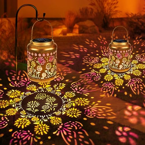Butterfly Solar Lantern Lights with Colorful Projection (2 Count)