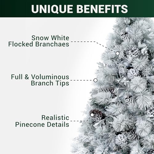 Darla 6.5ft Snow Flocked Rotating Christmas Tree with Star Projector