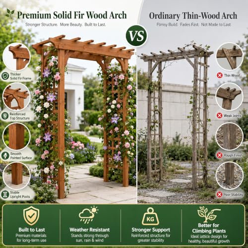 Solid Fir Wood Garden Arch Trellis for Climbing Plants Outdoor