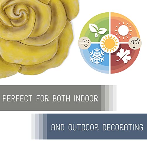 NAT & Jules Rose Flower Shaped Dimensional Indoor Outdoor 12 inch Cast Resin Decorative Garden Stepping Stone